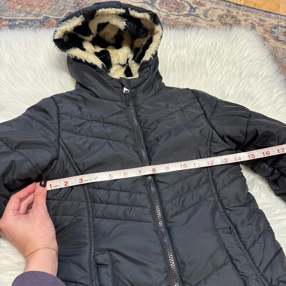 Madden Girl reversible puffer jacket black heart girls 7/8